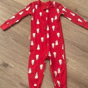 Hanna Andersson Red Snowman Toddler Pajamas